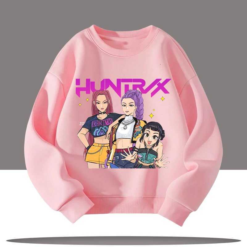 K-pop Demon Hunters new childrens crew-neck sports shirt - cute girl casual top - childrens clothing with cartoon printW251204