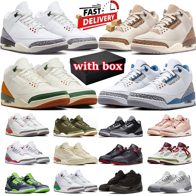 Free Shipping 3s Basketball For Mens Women White Cement Reimagined Black Cats Miami Wizards Lucky Green Sneakers Designer Sports Shoes size 36-47