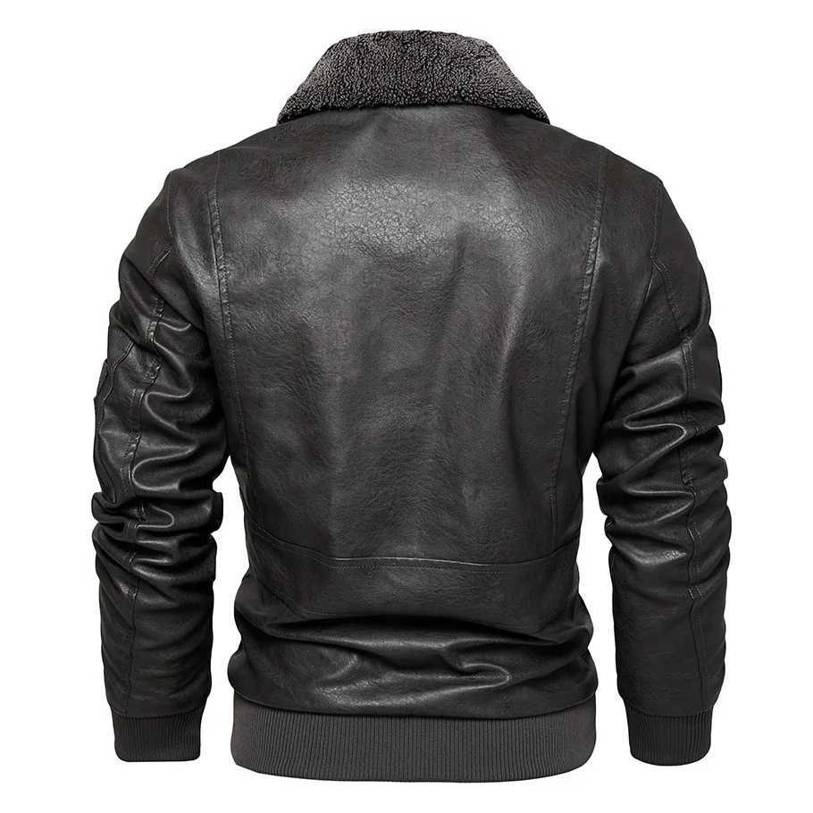 Mens Plus Size New PU Motorcycle Suit with Fleece Leather Jackets for Men ClothingT251204