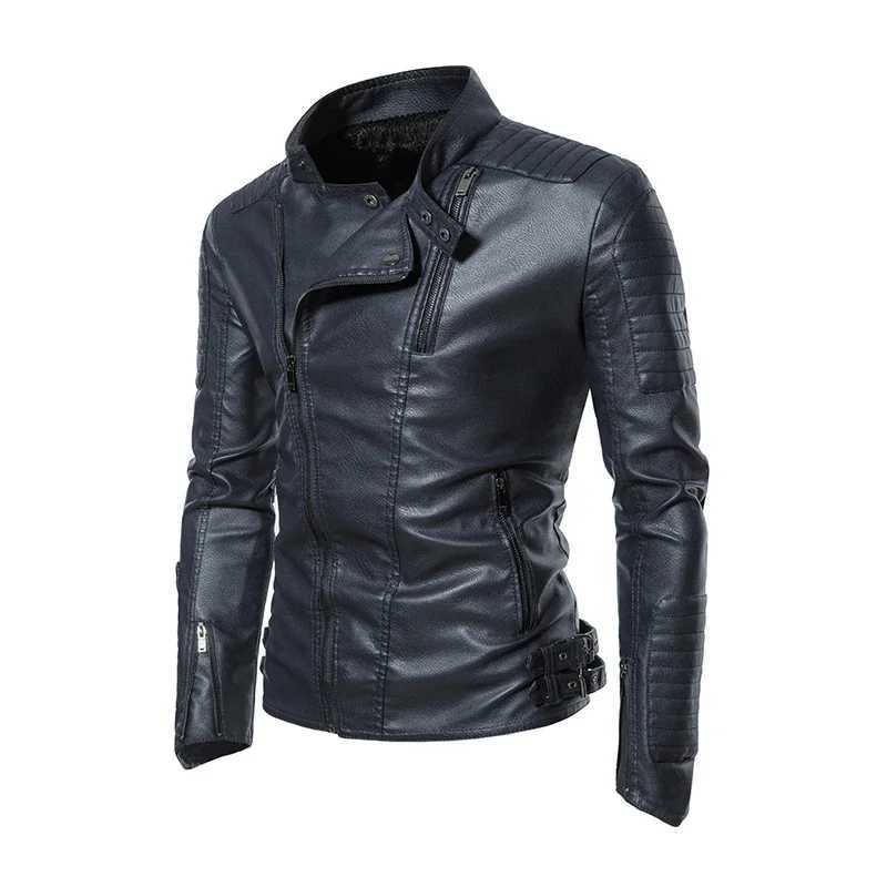 Top Jacket for Men in Europe and America Leather Jacket Mens Autumn and Winter Vintage Motorcycle Lapel Waterproof JacketT251204