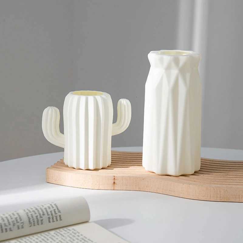 Modern Flower Vase Plastic Plants Pot White Imitation Ceramic Flower Vases Flower Arrangement He Living Ro Wedding Decor H251204
