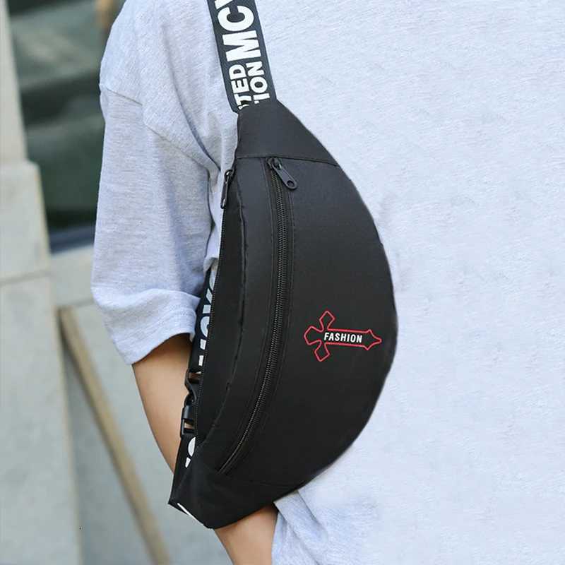 Mens waist bag suitable for travel and business use multi-layered pockets printed design multi-functional shoulder bagT251204