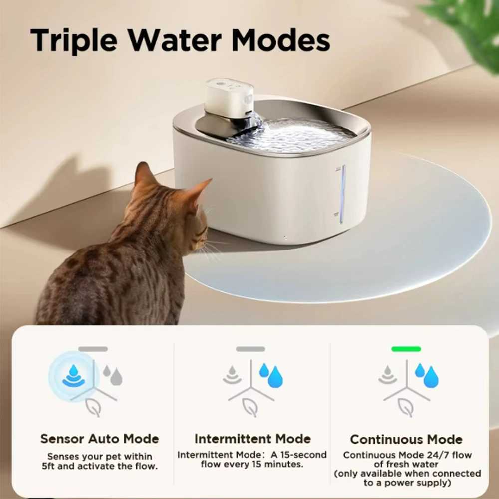 4L Wireless Cat Water Fountain 4000mAh Battery OperatedUltra Quiet Pet Water Fountain with Motion Sensor for Cats Dogs Drinking M251204