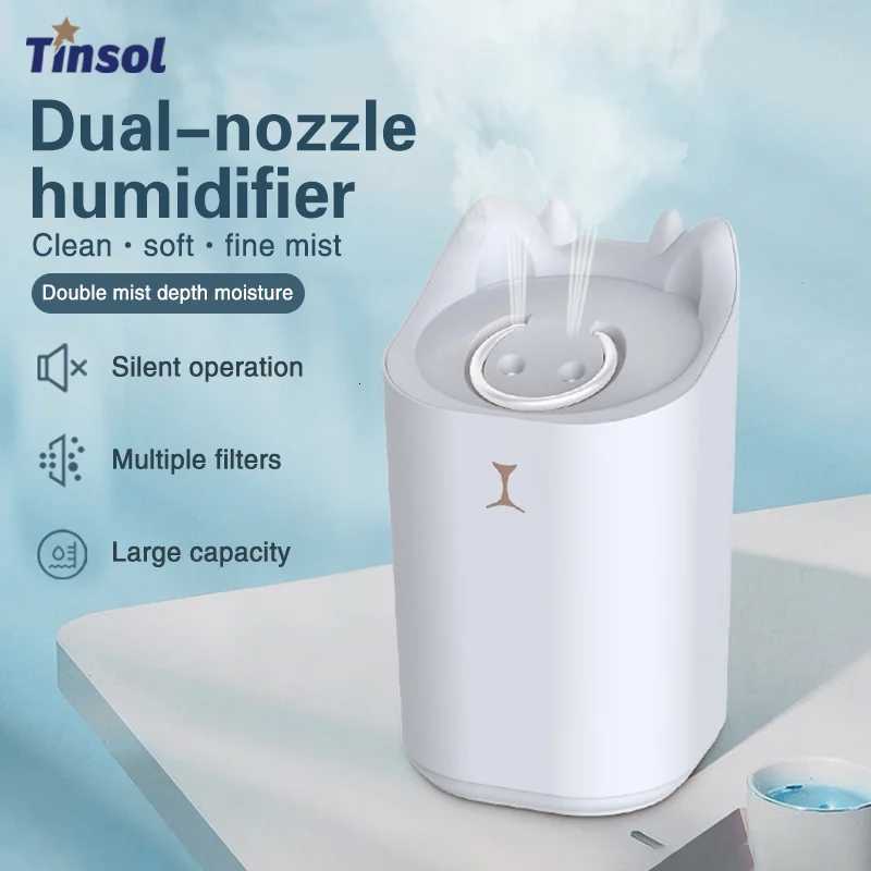 TINSOL 33L Dual-Spray Air Humidifier He Aratherapy Diffuser USB-Charging Air Purifier Nebizer with Ambient Lighting C251204