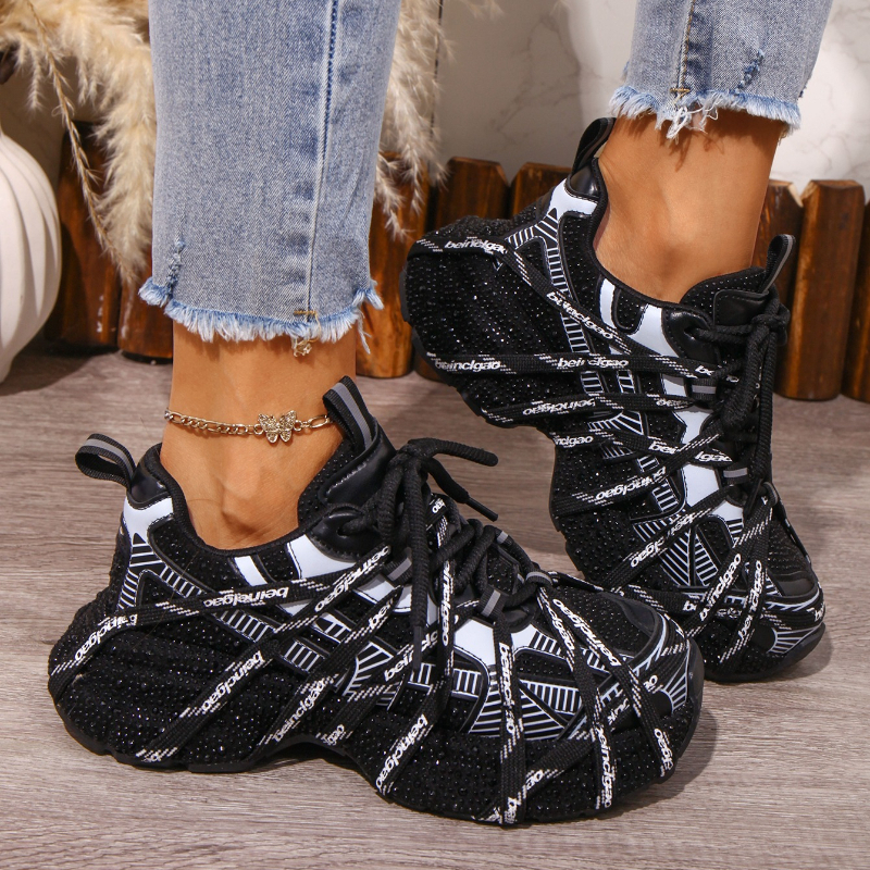 Women's Personalized shoelaces Sneakers Luxury Women's Sneakers Thick soled Tall Fashion Casual Shoes Anti slip Durable Running Shoes Design