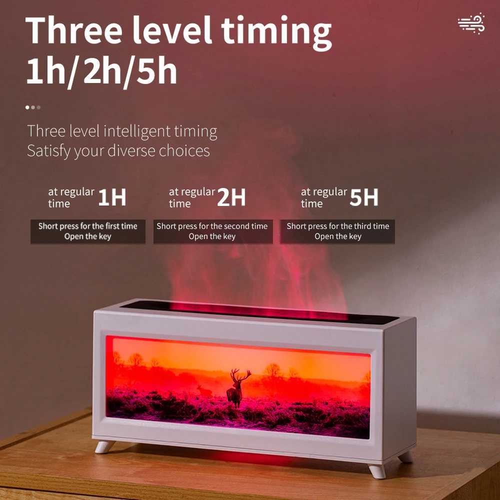1PC EU Wall Plug Simated Flame Ara Diffuser also Mini Air Humidifier with Colorf Lights and 3-ll Timing for He C251204