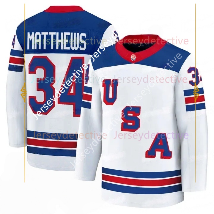 2026 USA Hockey Jersey Miller Hughes Matthew Tkachuk Jason Robertson Larkins Thompson Werenski Caufield Eichel Clayton Keller Custom Stitched