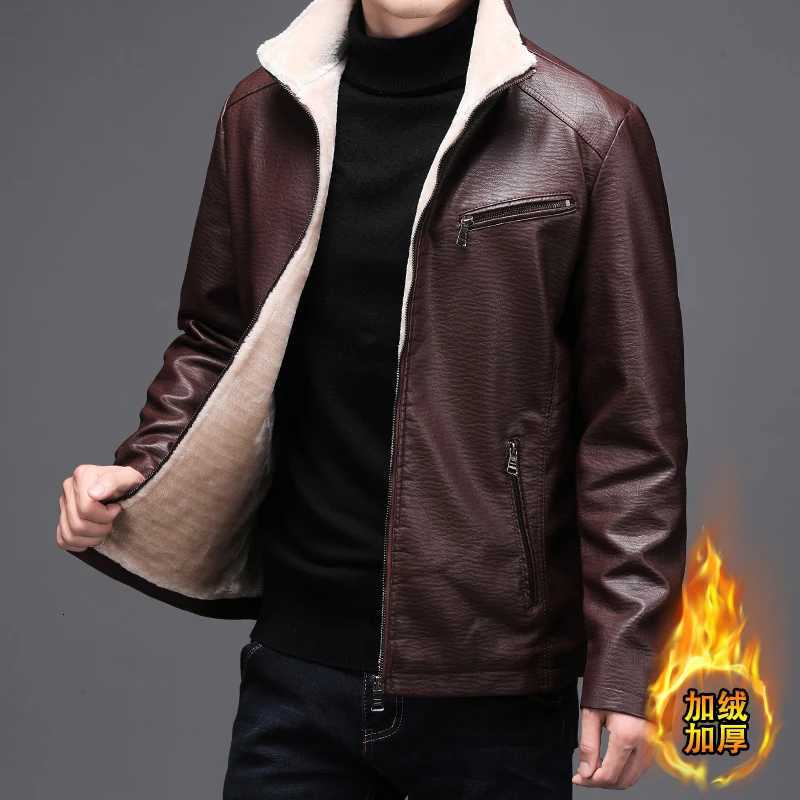 Mens Autumn Winter Thick Leather Jacket Men New Oversized Loose Standing Collar Brand Trend Jacket Men Moto Pu Leather JacketT251204