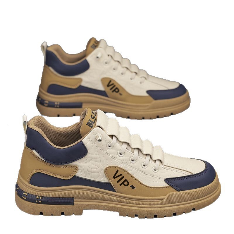 Men's Shoes New Thick-Soled Work Shoes Casual Sports Shoes New Fashion Versatile Trendy Shoes Mid-Top Outdoor Hiking Shoes