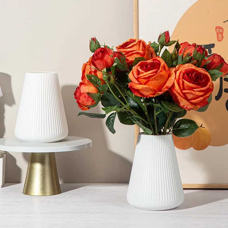Elegant Nordic Flower Vase Durable Plastic Vase Ornaments Flower Arrangement He Living Ro Decoration Flower Creative Art H251204