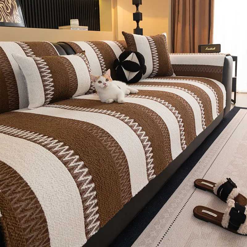 1PC-Solid color sofa cushion high-end plush sofa cushion integrated anti slip sofa cushion M251204 - view 6