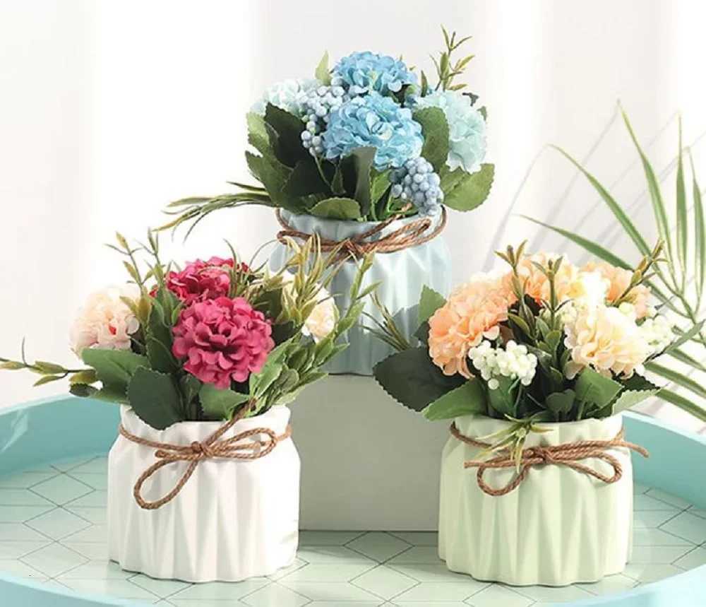 Nordic Flower Vase Imitation Ceramic Plastic Flower Vase Pot He Living Ro Desktop Decoration Wedding Birthday Decoration H251204