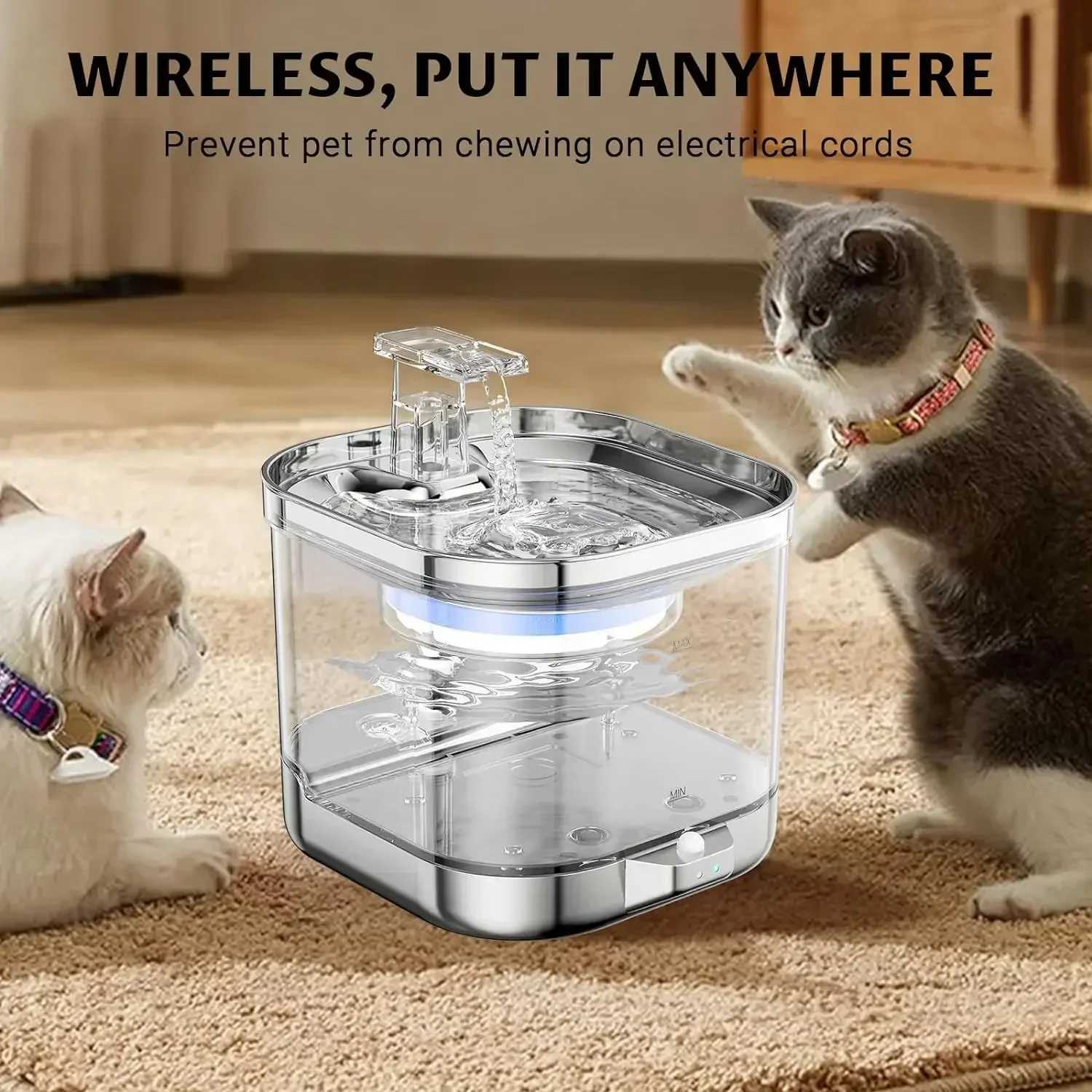 Cordless Drinker for Cats Cordless Water Pump Super Silent 2L Visual Water Level 5000mAh Motion Sensor Drinker Pet Drinker M251204