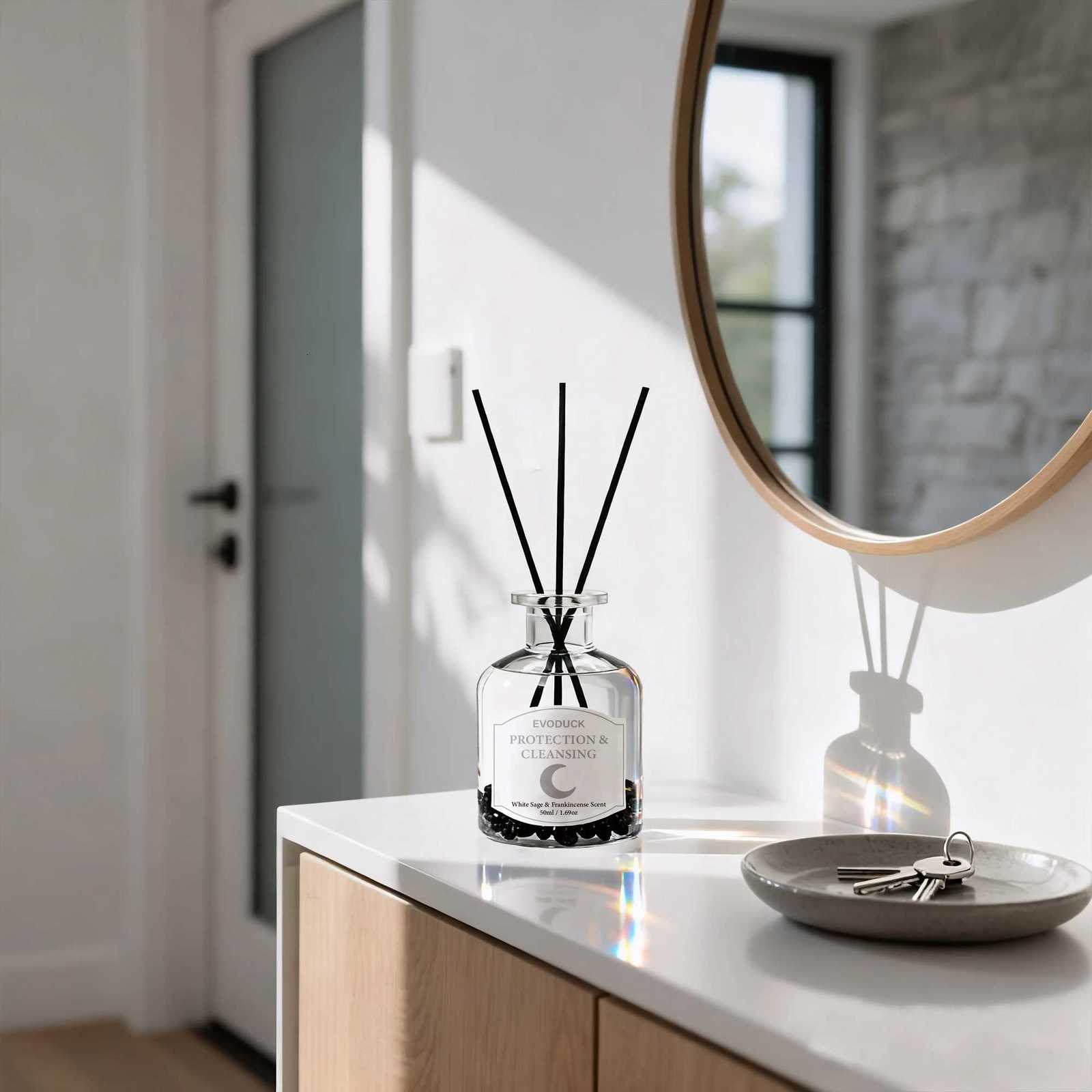 50ml Aromatherapy Essential Oil Flameless White Sage Oil With Reed Diffuser Stick Home Room Air Freshener Decor Y251204