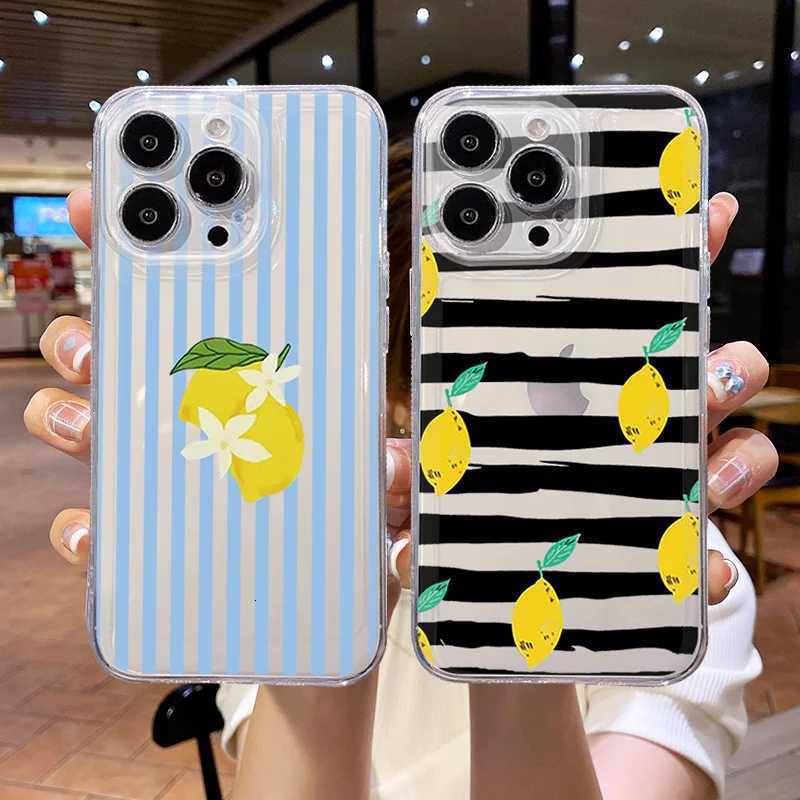Summer Able Lemon Stripe Phone Case For iPhone 16 15 11 12 14 13 Pro Max Mini X XSMax XR 7 8 Plus SE4 16e Cute Silica Covers H251203