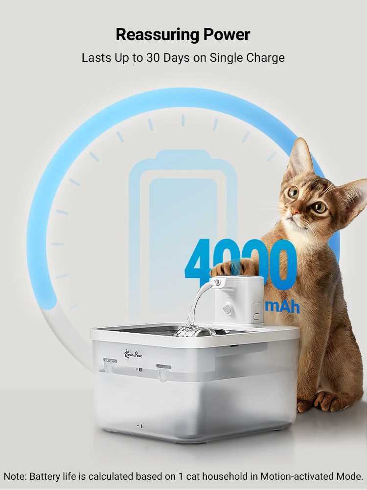 DownyPaws 25L Automatic Stainless Steel Cat Water Fountain 4000mAh Wireless Pet Drinker Battery Sensor 2 in 1 Dispenser M251204 - view 6