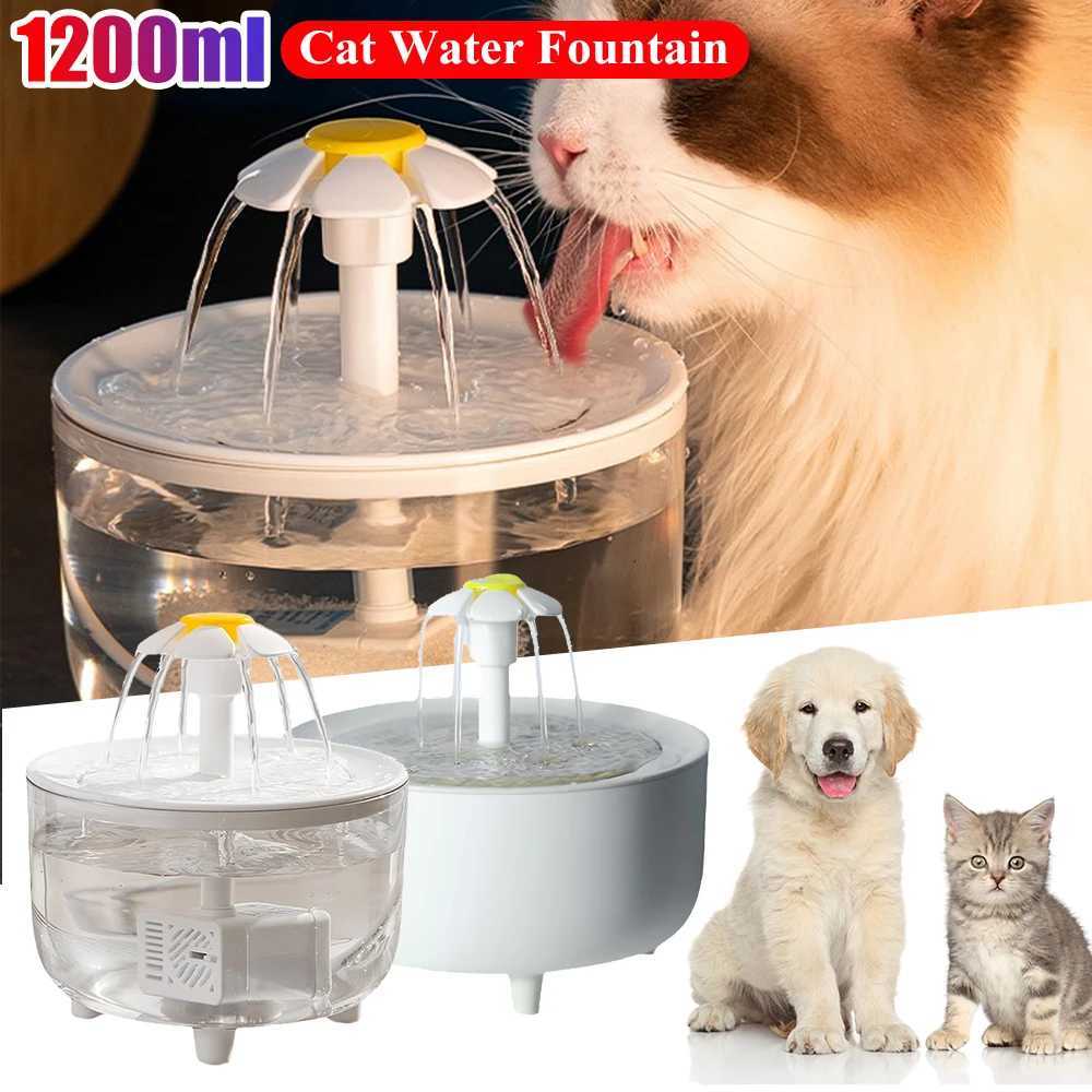 1200ml Automatic Cat Water Fountain Filter Automatic Cat Drink Bowl Filter Electric Pet Drinking Dispenser Cat Automatic Feeders M251204