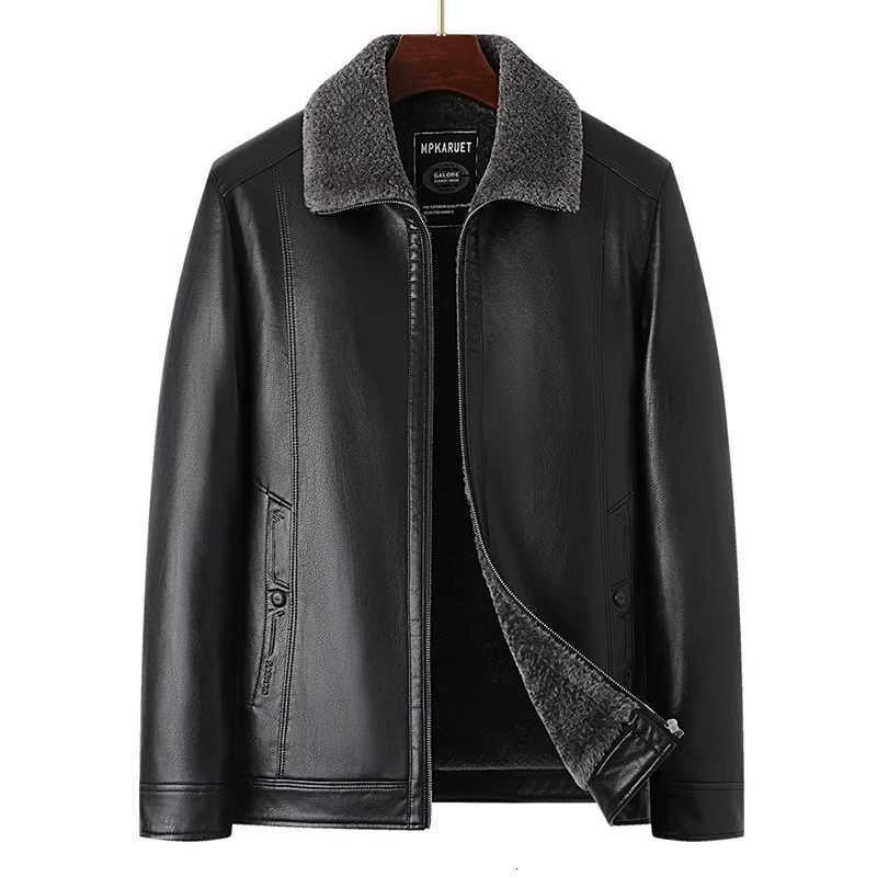 Autumn Winter Mens Thick Warm Leather Jacket Business Casual Lapel PU Coats Windproof Outdoor Motorcycle Jacket Men ClothingT251204