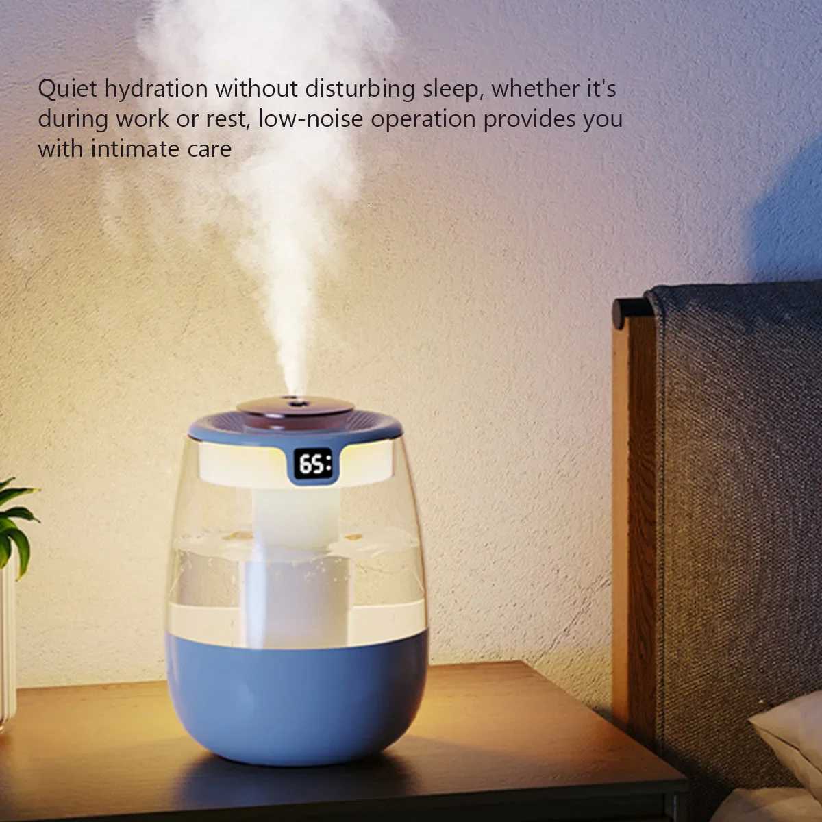 USB-powered portable double-nozzle cold mist bedro silent humidifier with intelligent digital display function for monitoring C251204