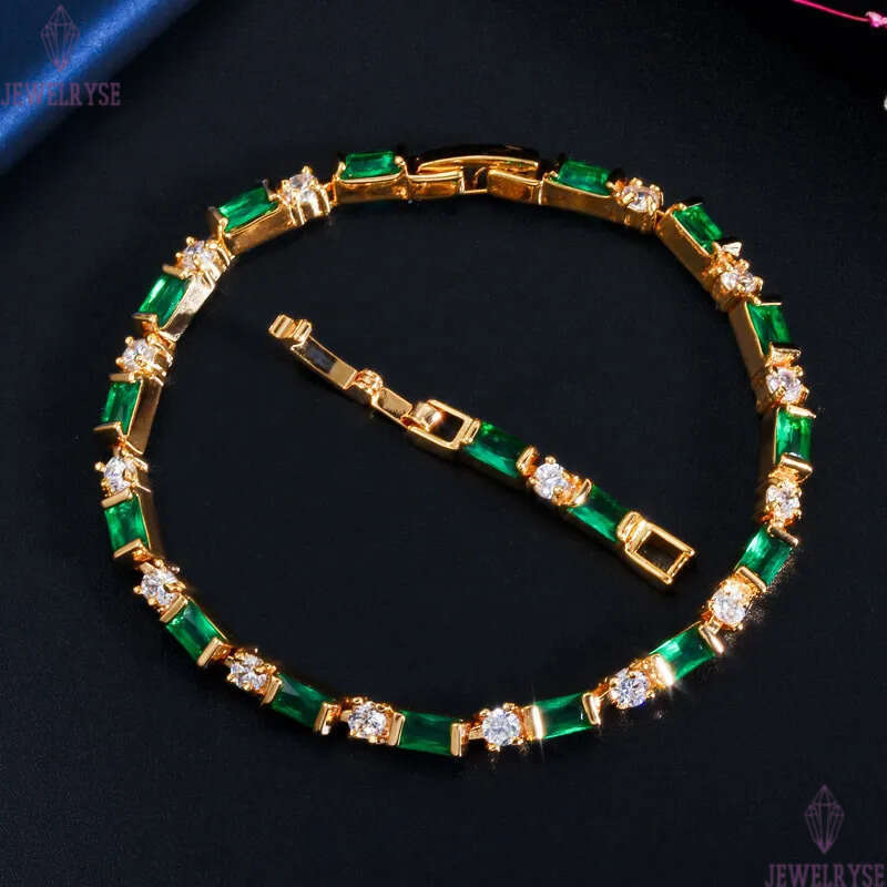 multicolor diamond tennis bracelet AAA cubic zirconia white ruby green 18K gold plated silver jewelry bracelets for women girls party valentines day f