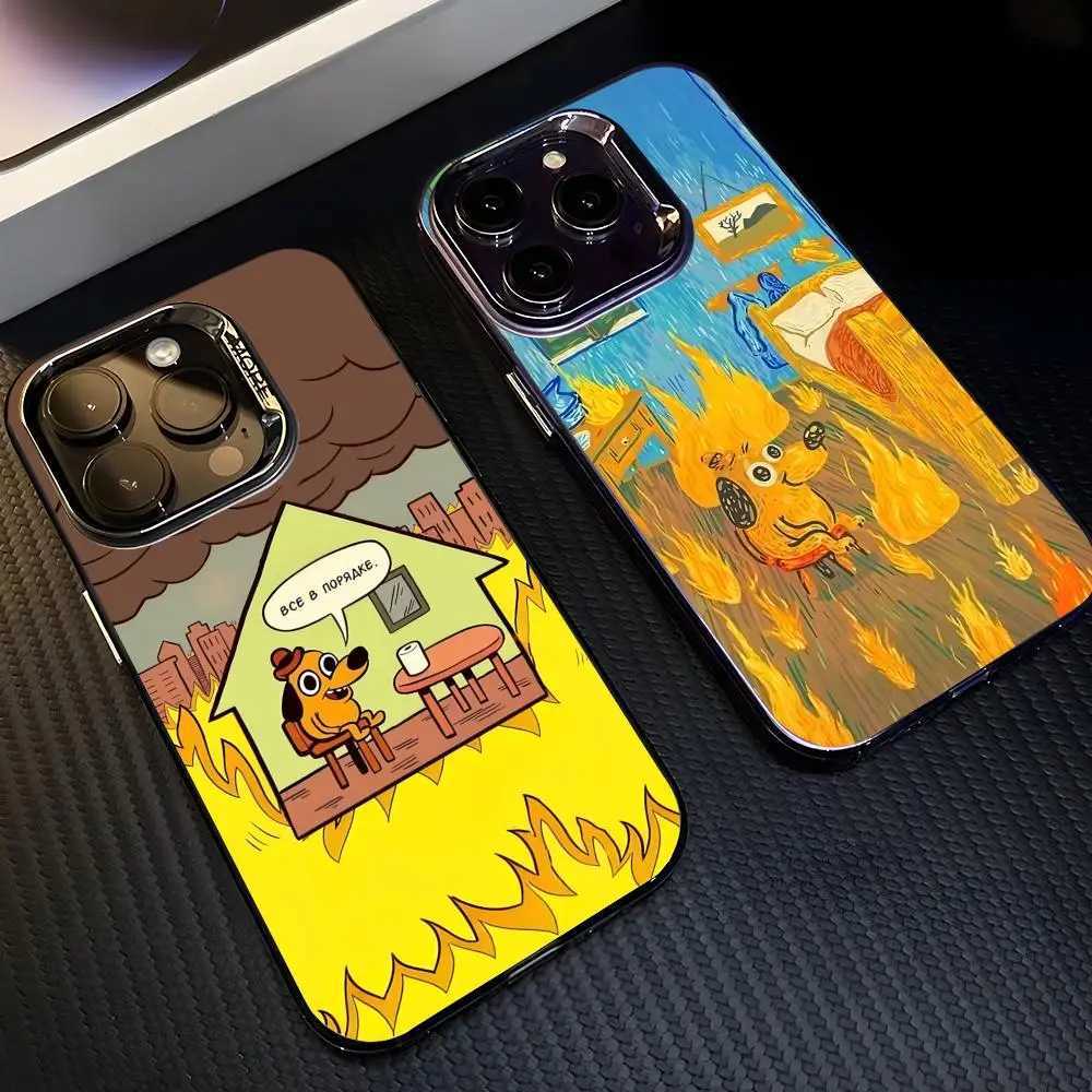This Is Fine Dog Phone Case For Phone 11-17 Air Pro Max Colorf Plated Anti Slip Anti Fingerprint Protector H251203