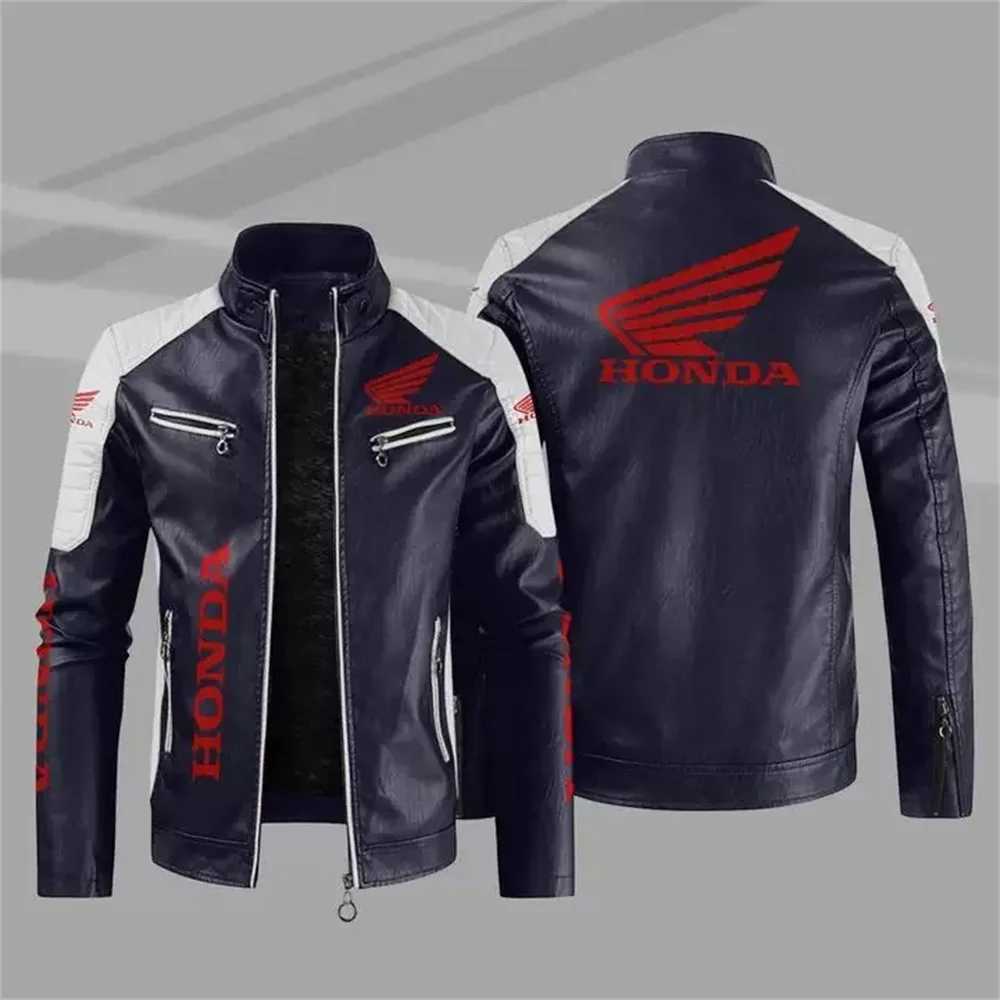 New Winter Mens PU Leather Jacket Honda Fashion Motorcycle Pilot Zipper Jacket Wool WarmthT251204