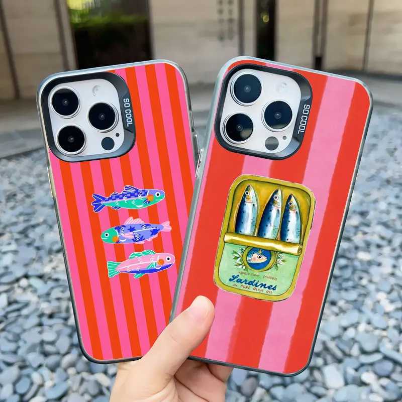 Sardines Can Pattern Laser Phone Case For iPhone 13 Mini 12 11 Pro Max 16 15 14 Pro Max Plus Shockproof Protective Back Cover H251203
