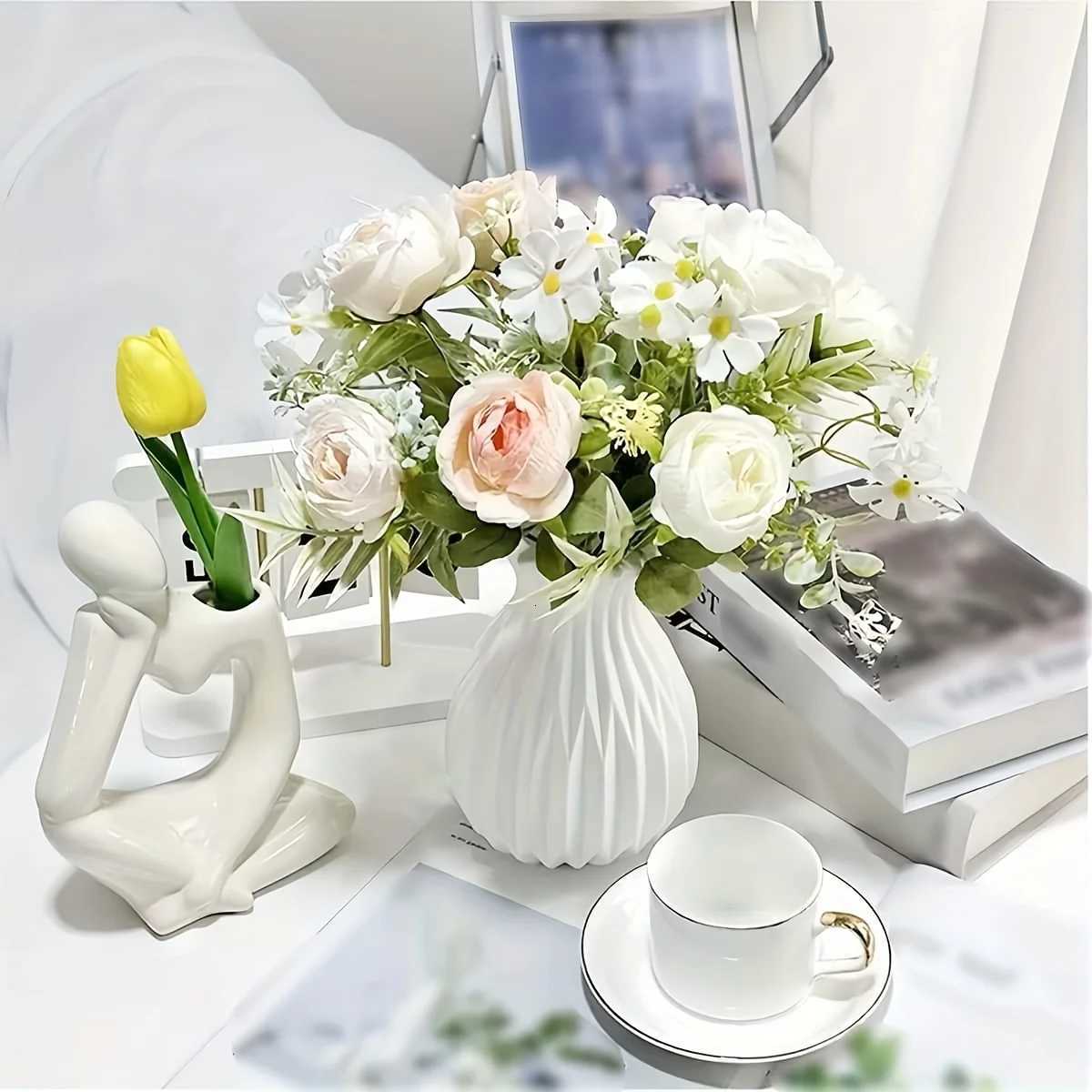1pc Water Ctivation Imitation Ceramic Plastic Vase Living Ro Plastic He Vase Modern Minimalist He Decor H251204