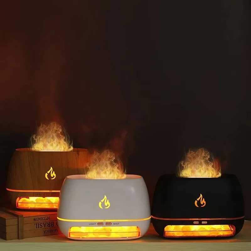 New Himalayan Crystal Salt Stone Ara Air Humidifiers 3D Flame Fire Colorf Night Light Aratherapy Essential Oil Diffuser C251204