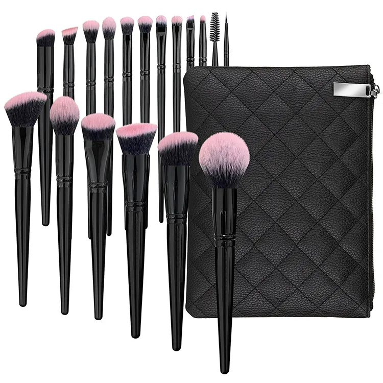 Hourglass brush set of 18, convenient for carrying professional makeup brushes, suitable for facial and eye cosmetics