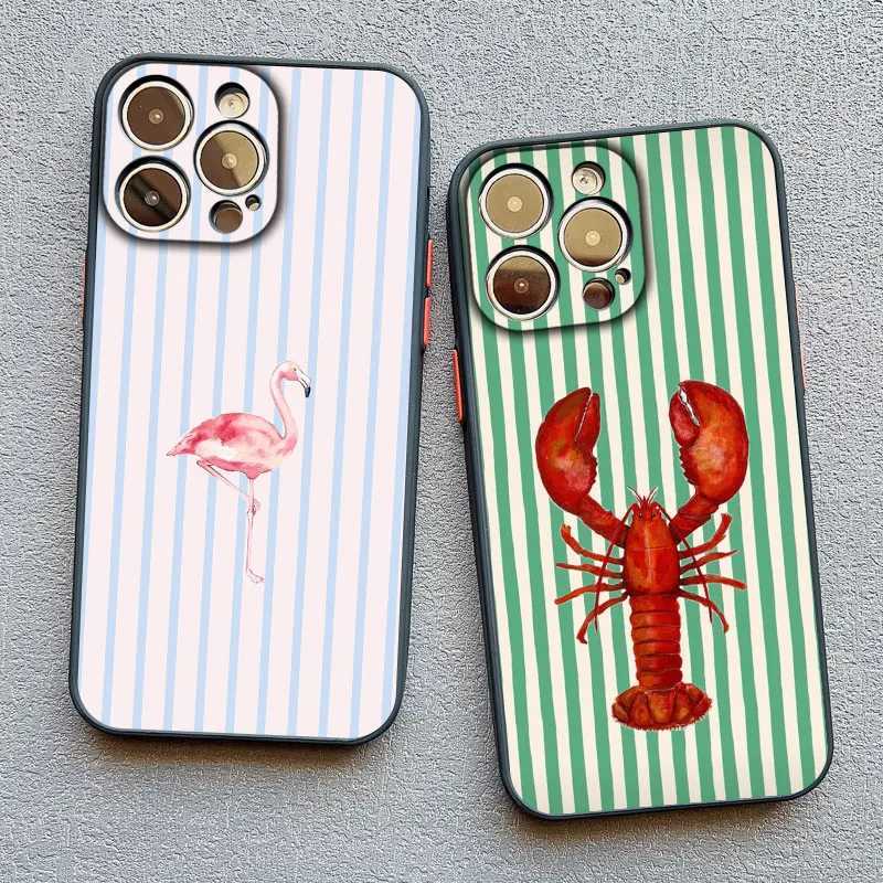 Ocean Life Theme Striped Phone Case for IPhone 16 15 14 Pro Max Plus 13 Mini 12 11 Pro Max XS X XR 7 8 Plus SE2 Shockproof Cover H251203