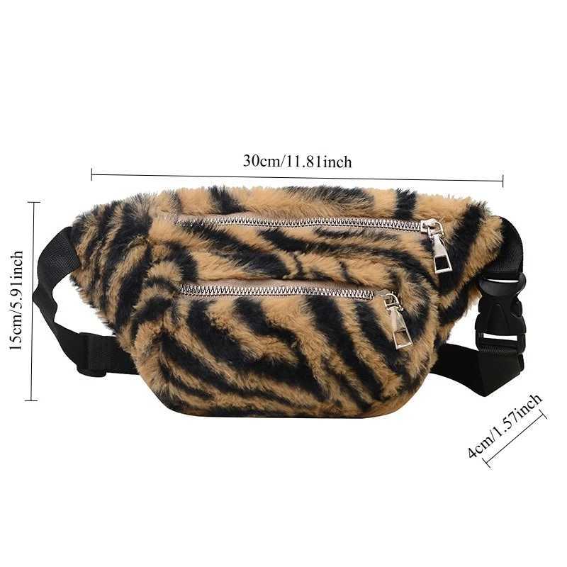 2025 Winter Plush Waist Bags for Women Fashion Leopard Pattern Chest Bag Double Zipper Belt Bags Female Banana Hip PurseT251204