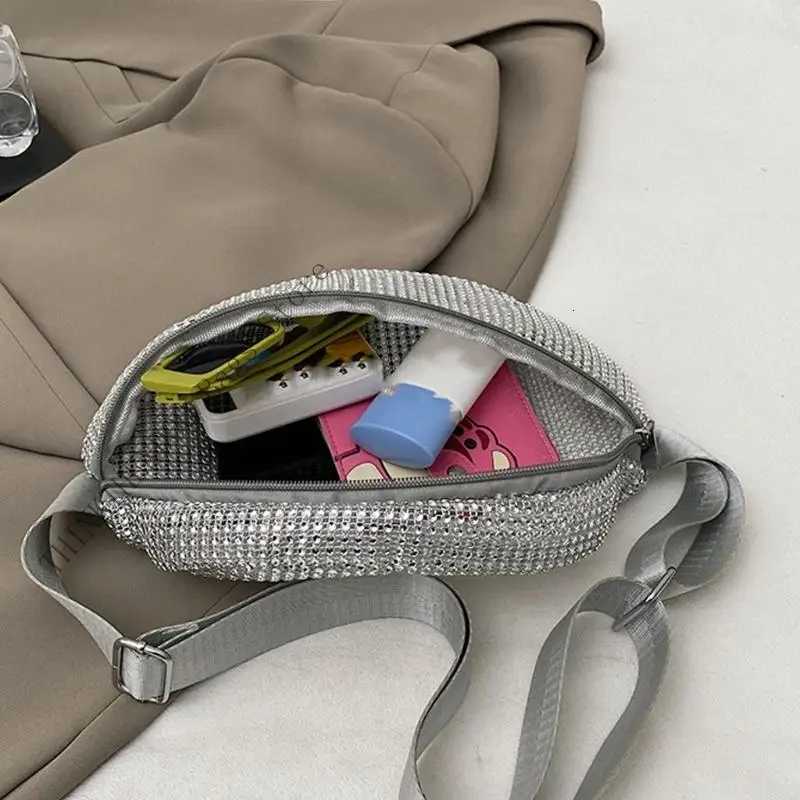 Unique Women Waist Bag Rhinestones Embellished Shoulder Pack Crossbody Purse Secure Zipper Design For Shopping Or TravelT251204
