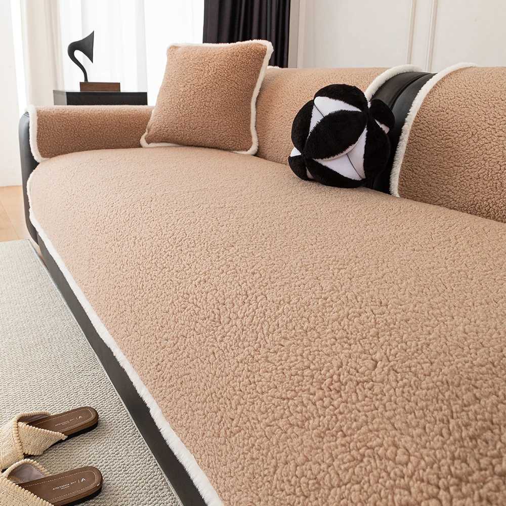 Winter Particle Fleece Sofa Cushion Simple Anti-Slip Warm Soft Pet Friendly Furniture Protector 4 Seat 3 Seat Cover Sofa Cover M251204 - view 3
