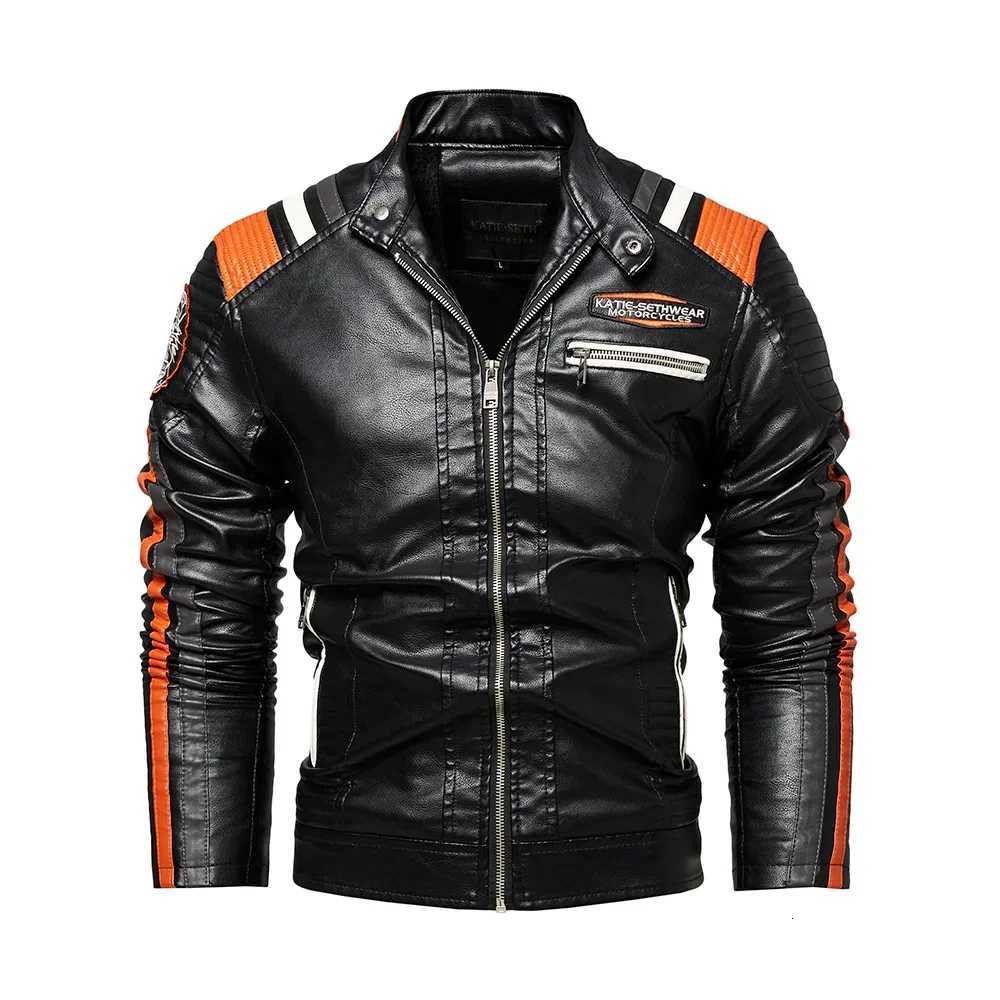 Spring Outdoor Casual Motor Biker PU Leather Jacket Men Fashion Leather Jacket Men Autumn Motorcycle Slim Fleece Jacket Coat MenT251204