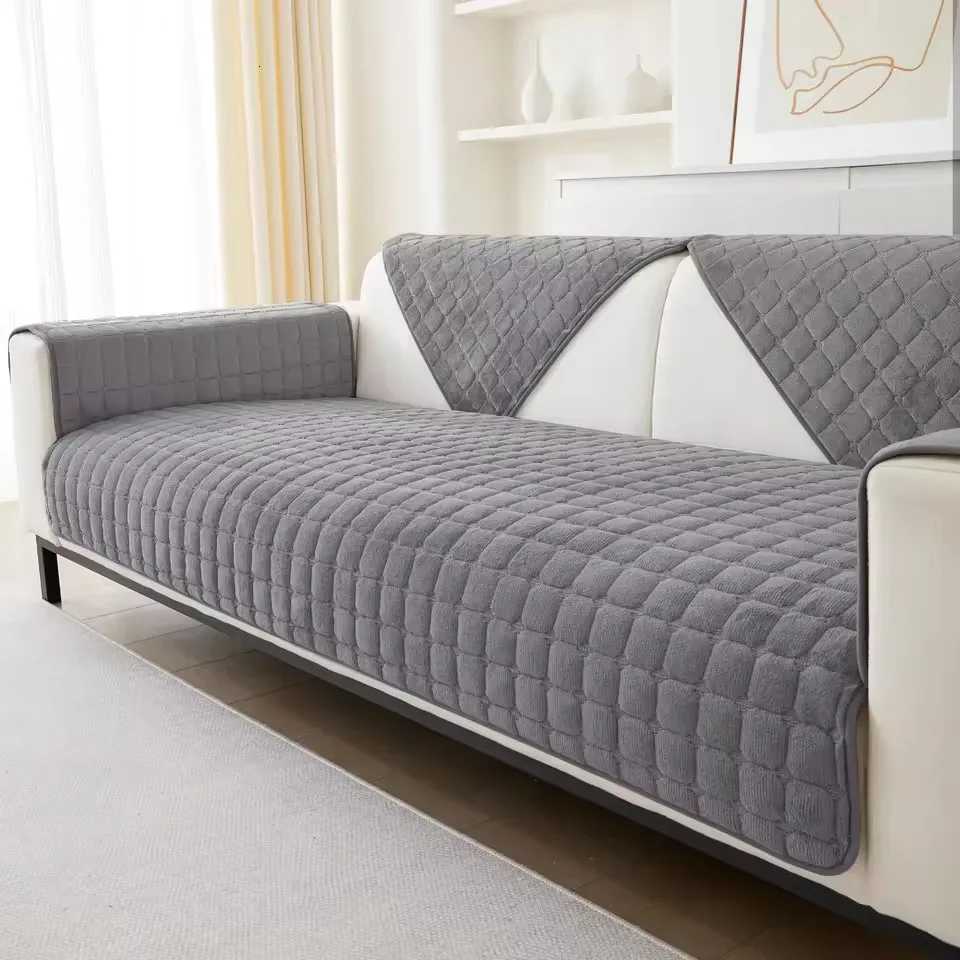 Flannel plaid sofa cover universal non-slip thickened living room decorative sofa backrest cover plush dustproof seat cushion M251204 - view 3