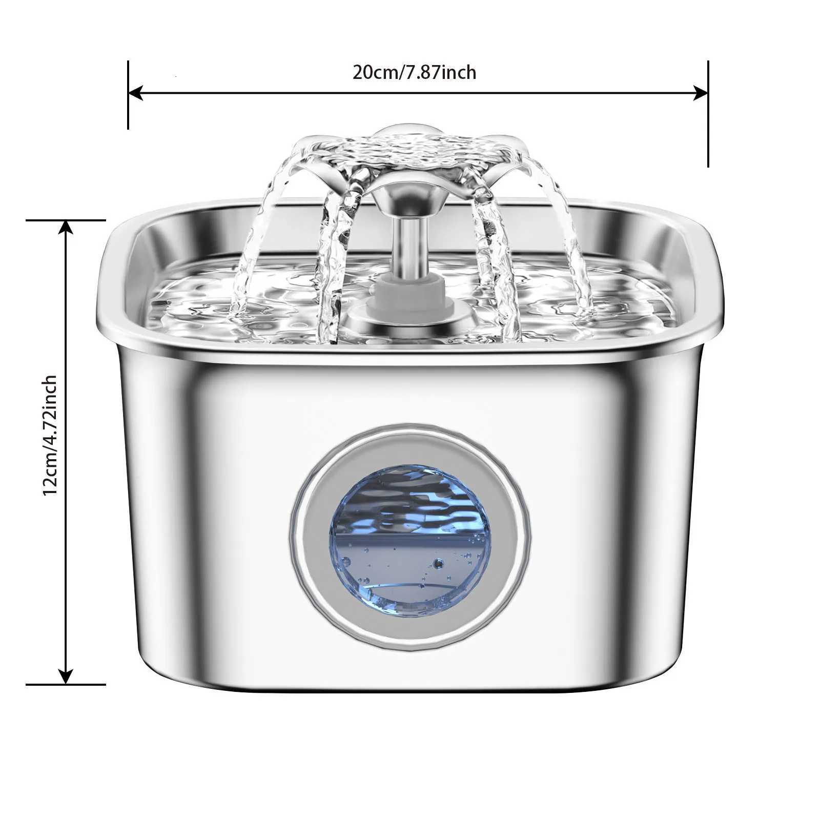 26L Automatic Cat Water Fountain Stainless Steel Pet Water Feeder Dog Water Fountain with window 2 Flow Mode No 5V 1A Plug M251204