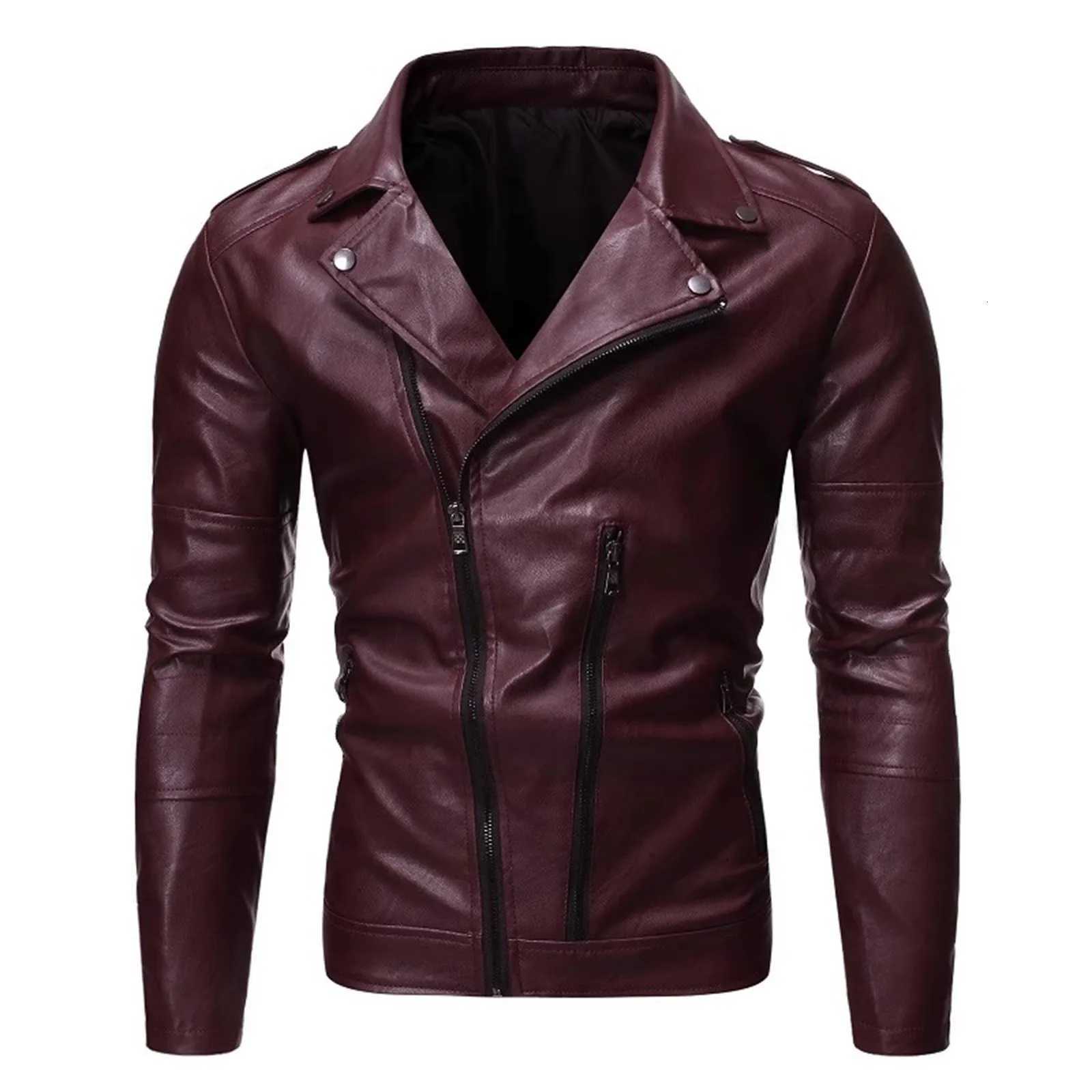 Male And Winter Solid Color Leather Jacket Warm Coat Jacket Stand Long Sleeve Pocket Fashion Coat Mens clothing chaquetaT251204