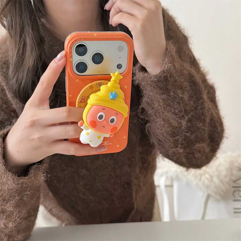 Cute Cartoon Star With Magnetic Stand Phone Case For iPhone 17 Pro Max 16 Pro 14 15 Cases Protective Cover Holder Fundas H251203