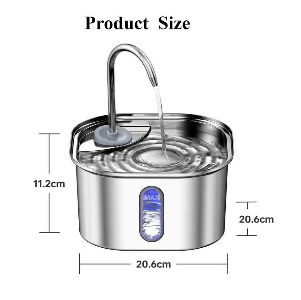 Automatic Cat Water Fountain Stainless Steel Pet Fountain Dog Water Dispenser With USB Electric Ultra-Quiet Pump Cat Supplies M251204