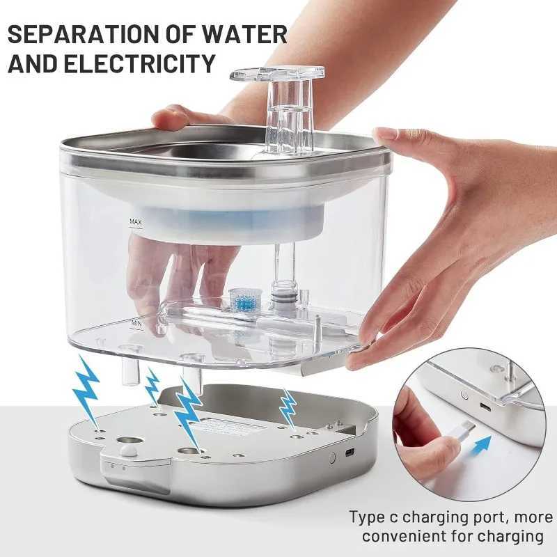 2L Wireless Cat Water Fountain Auto Sensor Pet Drinking Fountain For Cats Dog Drinker Bowl Pet Water Dispenser Pet Accessories M251204