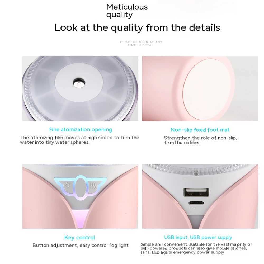 Portable Air Humidifier Mini USB Ara Diffuser With Cool LED Light Mist For Bedro He Car Plants Purifier Humificador 280ml C251204
