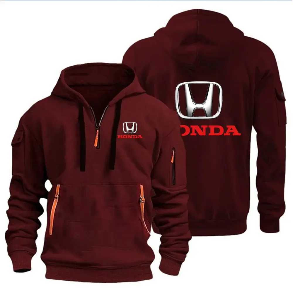 Autumn and Winter Mens Honda Print Casual Hoodie Sportswear Fleece Warm Jacket Suit Shirt Outdoor Racing Fan Clothing M251204