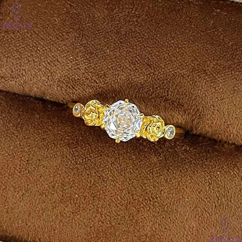 original 1ct s925 sterling silver rose cut designer ring for woman wedding party 5A cubic zirconia luxury engagement diamond 18k gold rings jewelry si