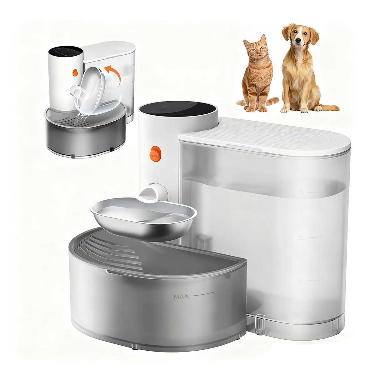 New Stainless Steel Bowl Cat Water Dispenser Running Water Rechargeable Automatic Water Dispenser For Pet Dogs M251204