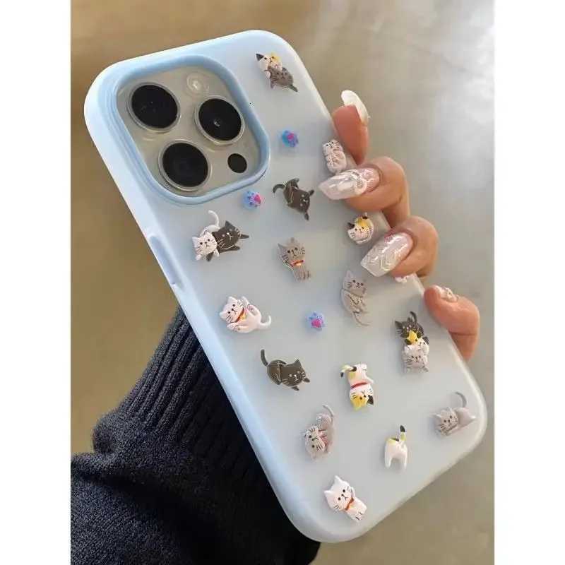 Cartoon Cat DIY Stickers Case Cpatible for IPhone 11 16 15 13 12 Pro Max X XR XS Max 16E 6s 16 7 6 15 8 Plus Silicone Cover H251203