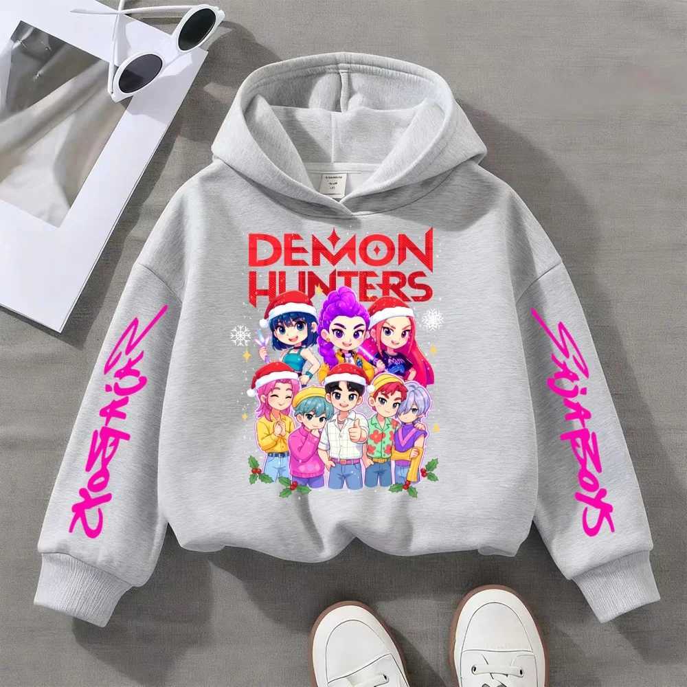 Hot Childrens Christmas Hoodies KPop Demon Hunters Tops Boy Girls Coat Casual Toddle Sweatshirr Child 3-12 Year Spring Autumn entry luxW251204