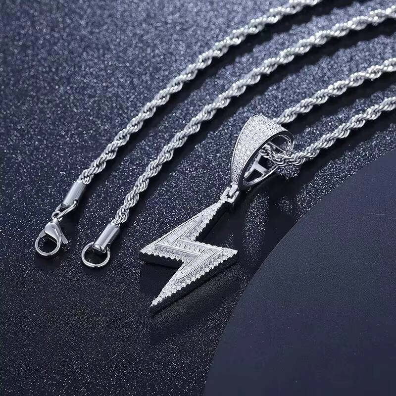 D Color Moissanite Diamond Pendant Necklace Gold Plated 925 Sterling Silver for Men Women with Hip Hop Style