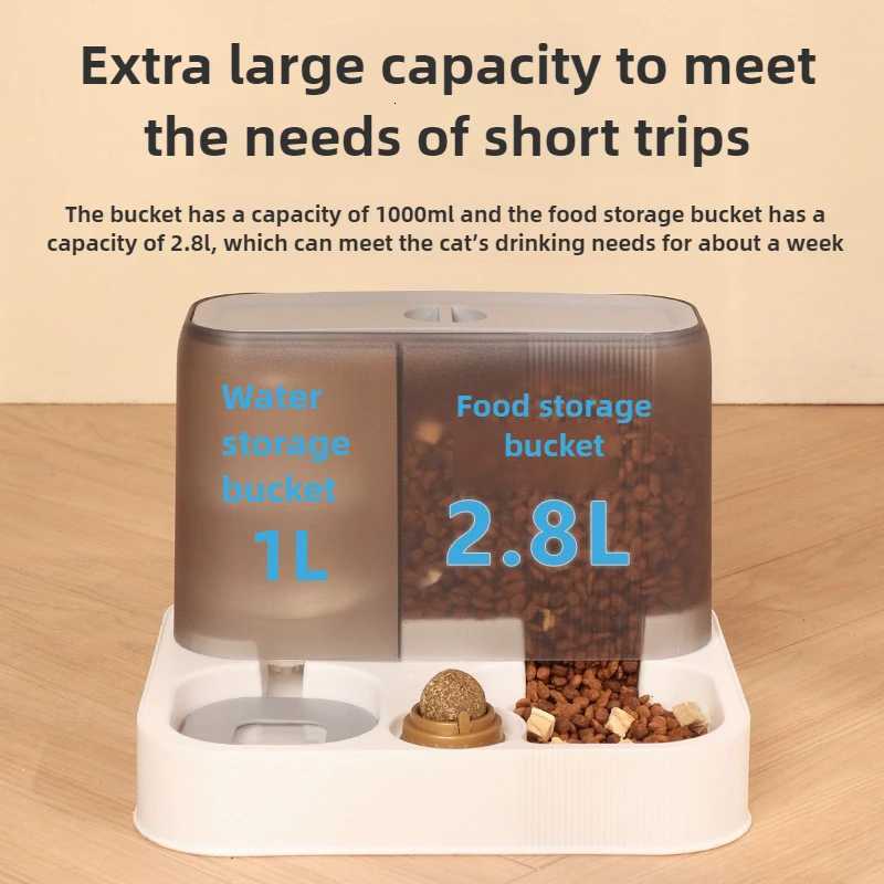 Automatic Feeder Dog Cat Food Bowl With Water Fountain Large Capacity Pet Food Storage Dispenser Container Puppy Pet Accessories M251204
