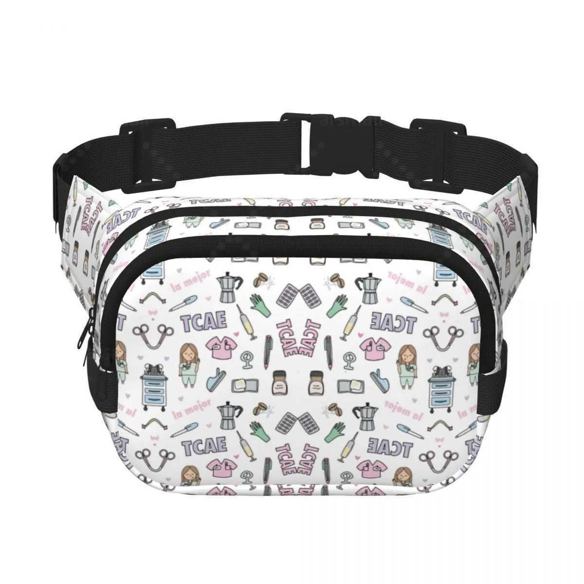 Cartoon Ladies Doctor Trendy pack crossbod Square Double Layer Waist Bag Travel and Workout AccessoryT251204